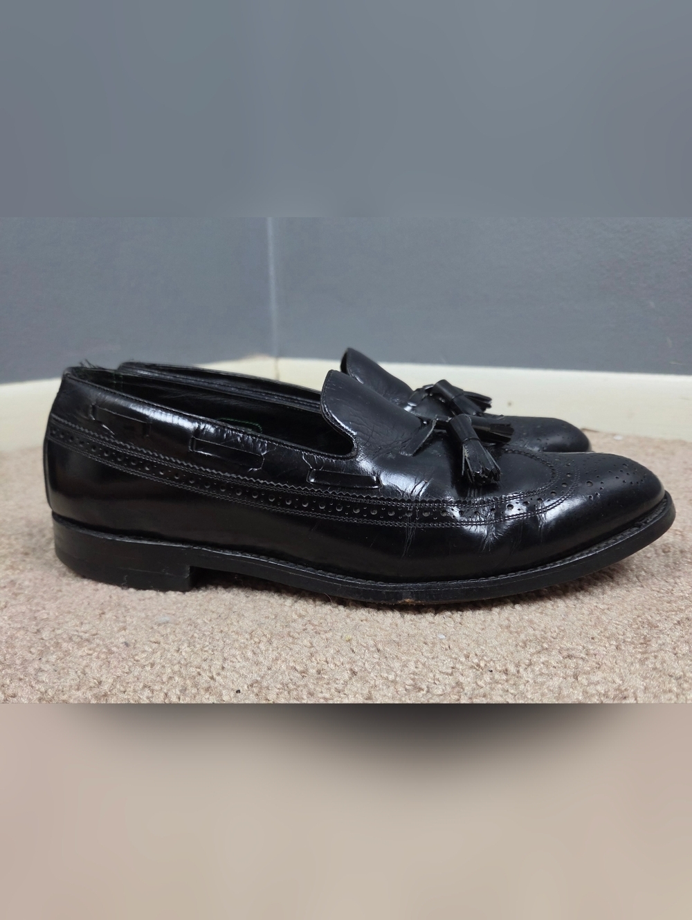 Men's Black Leather Tassel Loafers